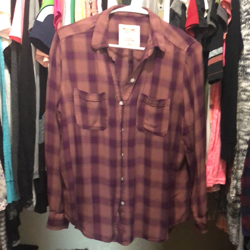 Mission Boyfriend Fit Plaid Button Down Shirt
